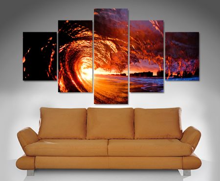 Sunset Wave Split Diamond Canvas Art