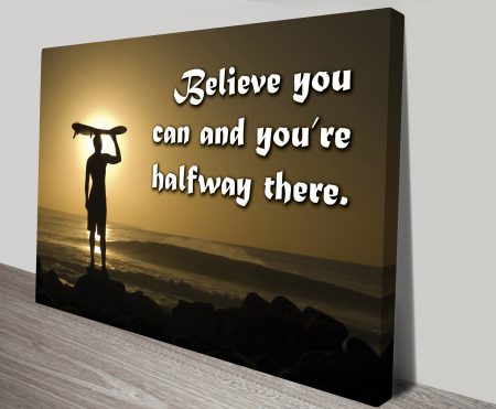 Canvas print of a believe-you-can quote, bold typographic style for a WA study