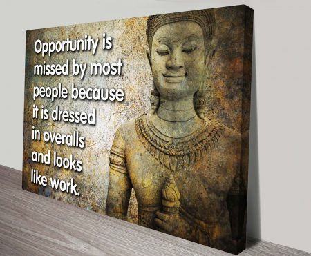 Canvas print of an opportunity-missed quote, clean typographic style for a WA study