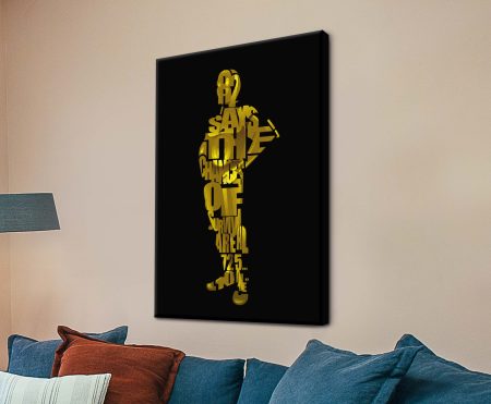 C3PO gold typography wall art on lounge room wall