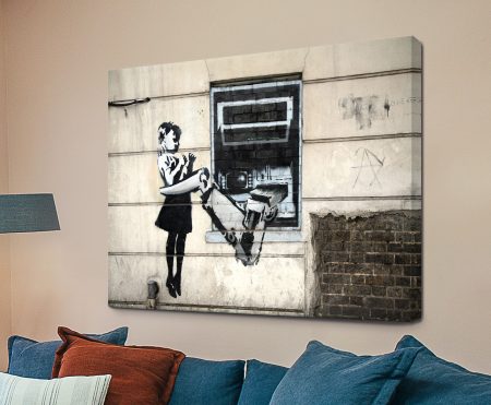 Banksy stencil artwork depicting a robot in street-art style
