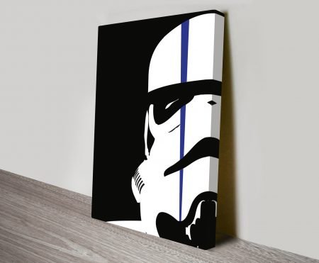 Canvas of a Stormtrooper in strike pose, dynamic action art for a Perth games room