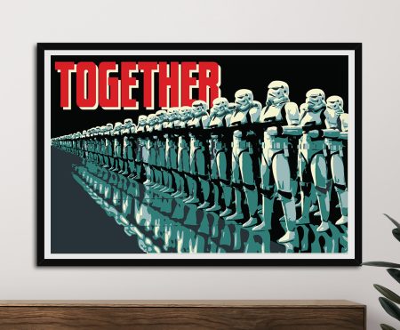 Together Star Wars fan art in a retro cinema-poster style, warm nostalgic film print