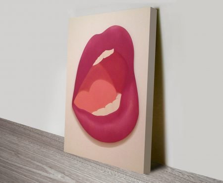 Canvas print of Mouth 7 by Tom Wesselmann, bold red pop-art tones for a WA lounge