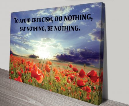 Canvas print of an avoid-criticism quote, bold typographic style for a WA study