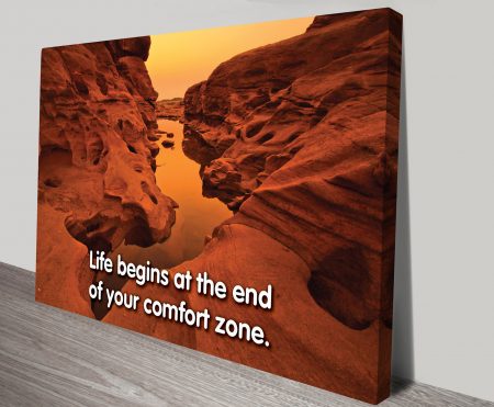 Canvas print of a life-begins quote, bold typographic style for a WA study