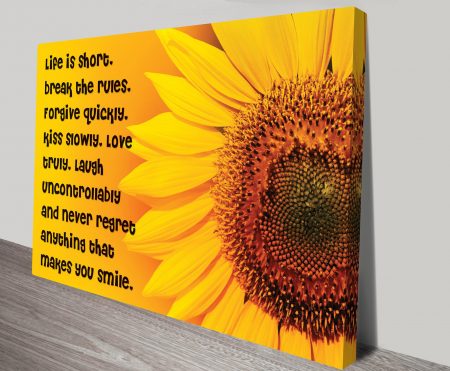 Canvas print of a life-is-short quote, bold typographic style for a WA study