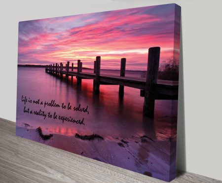 Canvas print of a to-be-experienced quote, clean typographic style for a WA study