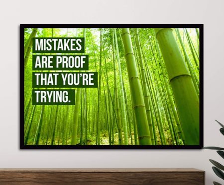 Framed mistakes quote typography print in bold lettering