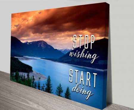 BAW Stop Wishing canvas art, contemporary statement artwork