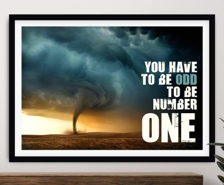 Be Odd quote typography in a black frame