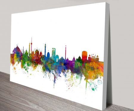 Delhi India Skyline canvas print, scenic cityscape artwork