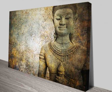Stone Warrior Buddha Statue Ayutthaya canvas art, curated gallery artwork