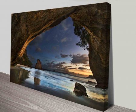 Hideaway Cove canvas art, skyline scenery artwork with a refined finish