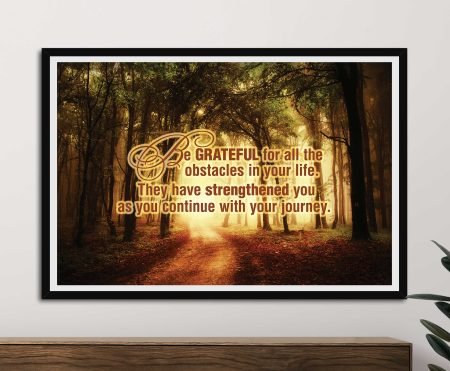 Be Grateful for Obstacles canvas art with strong contemporary type