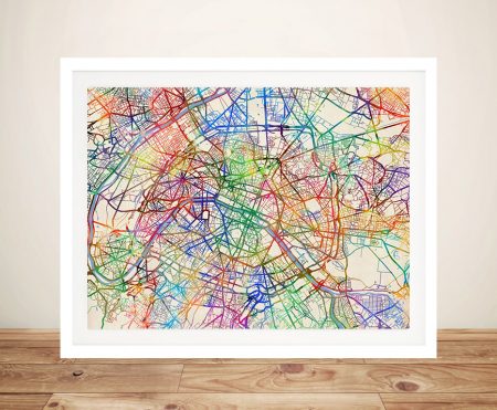 Paris Street Map canvas print, elegant map of Paris in soft muted tones