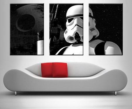 expansive multi-panel composition — Stormtrooper 3 Panel, printed as a multi-panel canvas print