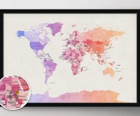 Watercolour Political Map of the World by Michael Tompsett, world map print