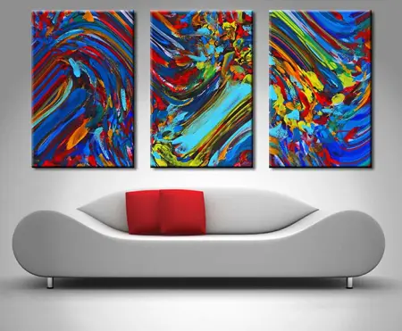 abstract flowers triptych wall art
