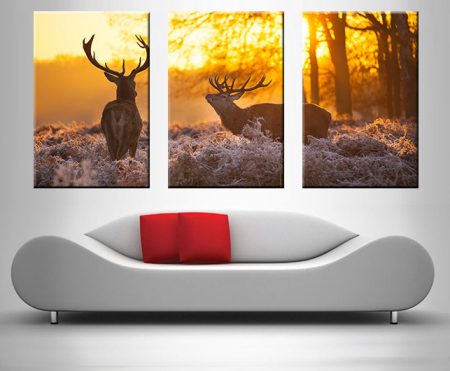Sunset Pair Stags fine art print, designer statement artwork