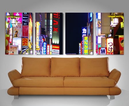 Tokyo Nights Quad framed print, contemporary statement artwork