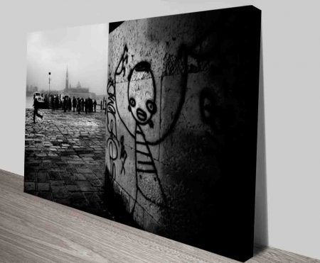 Dark City Creatures canvas print, panoramic scenery artwork