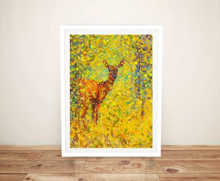 Iris Scott White Tail Deer, richly coloured finger-painted woodland animal