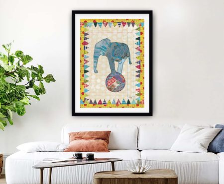 Circus Fun II circus elephant framed print