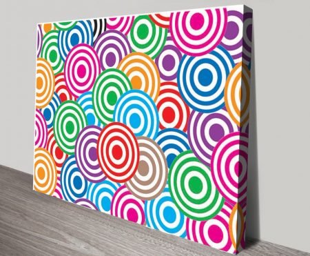 Canvas print of circular rainbows, vivid concentric spectrum colour
