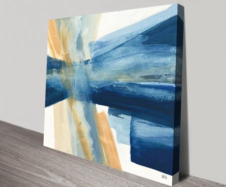 Canvas print of an indigo abstract, deep cool blue tones and soft form