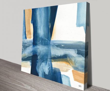 Canvas print of an indigo abstract, rich blue layers and gentle motion
