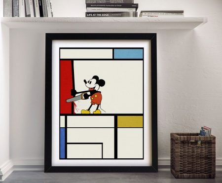 Canvas of Mickey Mouse and Mondrian, bold primary colour blocks
