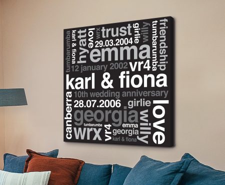 Essence of You personalised word art canvas print gift
