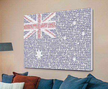 Australian flag rendered as word art from your personalised text