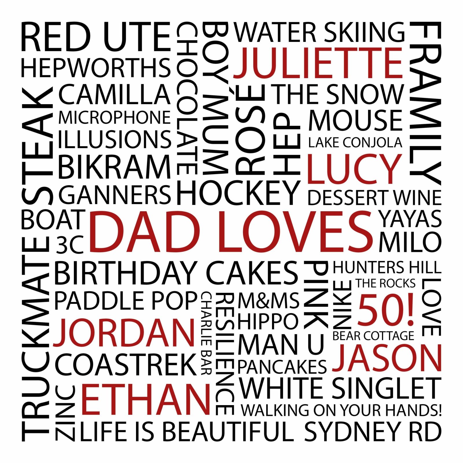 Classic Square custom word art personalised for a special dad