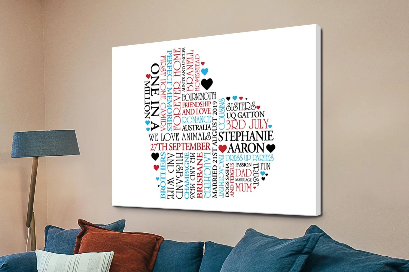 Hearts Within Hearts personalised art with nested custom heart names