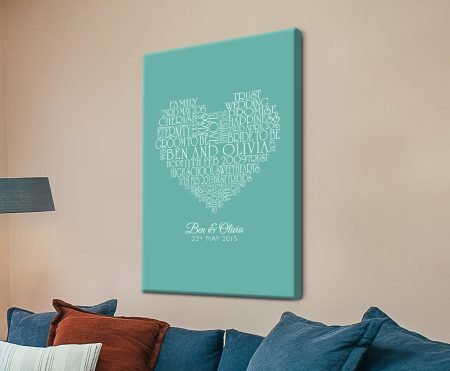 Personalised name hearts art with custom names in a heart motif