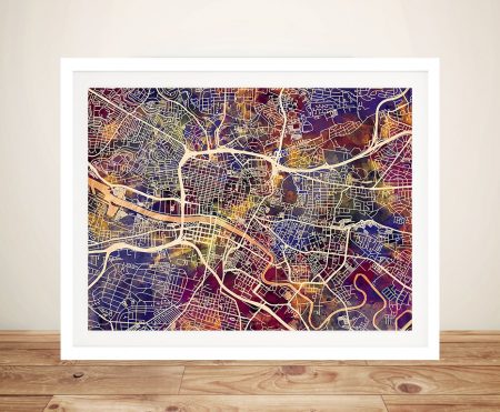 Glasgow street map, detailed city streets in clean cartographic line work