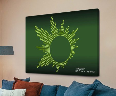 Canvas print of Hold Back the River by James Bay soundwave art, waveform for a Perth room