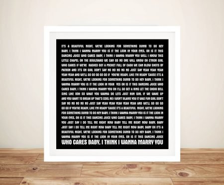 Marry You Song Lyrics art print, designer statement artwork