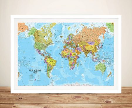 World Map Political Without Flags wall art print, designer statement artwork