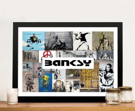 All About Banksy Collage fine art print, urban graffiti artwork