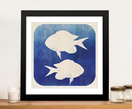 Watermark Fish framed print, scenic cityscape artwork
