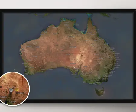 Personalised Australia Map Cities Wall Art