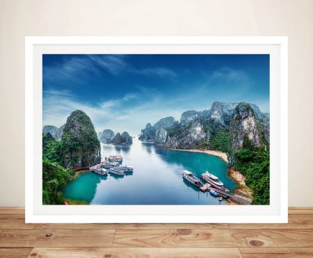 Photo canvas of Ha Long Bay Vietnam, soft misty palette for a calm lounge
