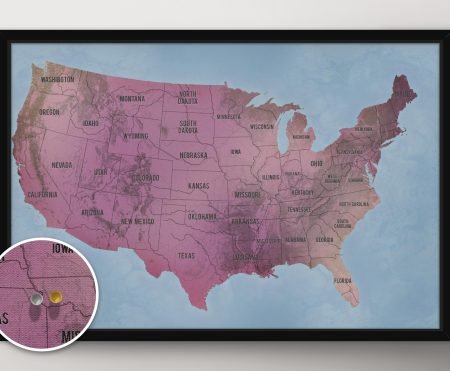Personalised USA Push Pin Travel Map Art Framed Wall Art