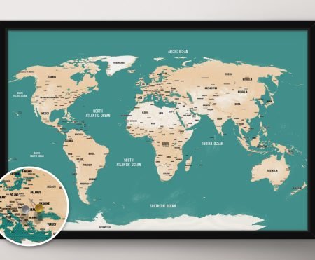Custom Push Pin Travel World Map Ready to Hang