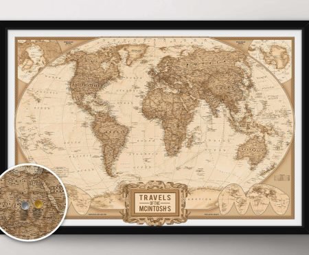 Push Pin World Map - Globetrotter Canvas Wall Art