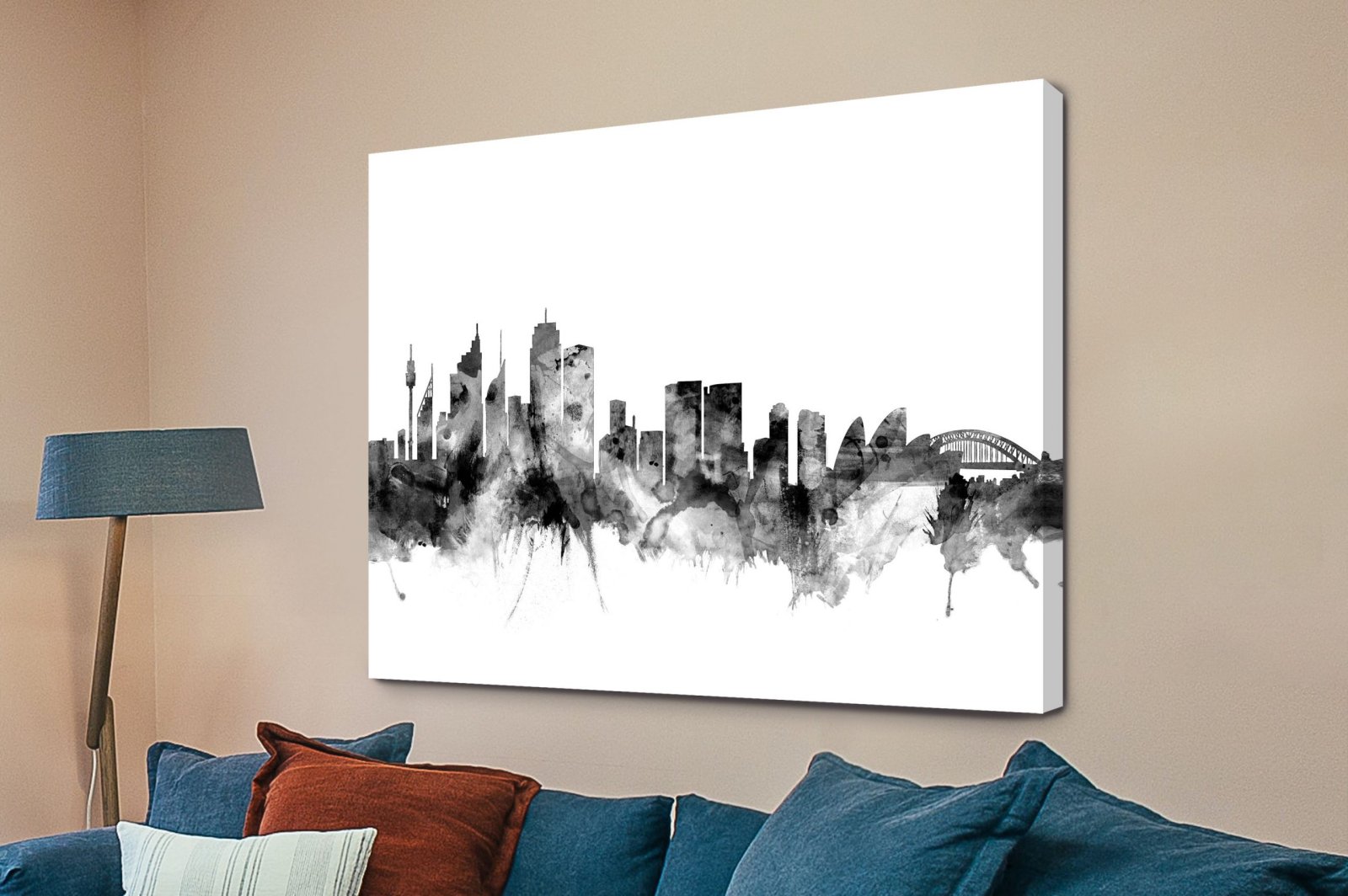 Sydney Black & White Skyline Watercolour