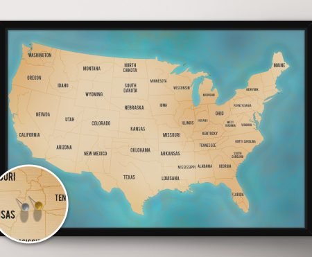 Personalised USA Push Pin Travel Map Canvas Wall Art